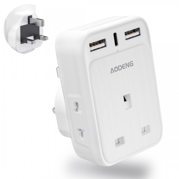 AODENG Shaver Adapter Plug UK with 2 USB and 1 USB...