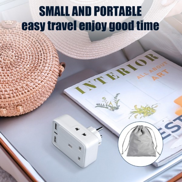 AODENG European to UK Plug Adaptor, UK to EU Travel Adapter with 3 USB Ports (1 20W USB C), Grounded European Plug Adapter with 2 Shaver Adapter for Germany France Poland Spain and More (Type E/F)