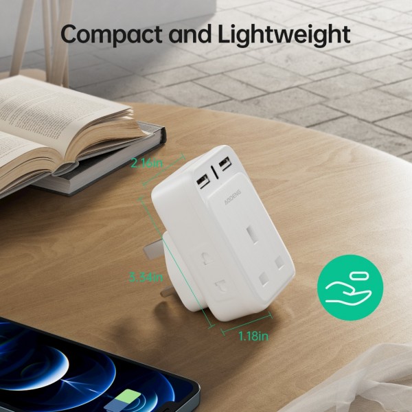 AODENG Shaver Adapter Plug UK with 2 USB and 1 USB C, Electric Toothbrush Adapter Plug UK, Multi USB Plug Adapter with 2 Shaver Adapter Plug UK for Bathroom Electric Toothbrush.