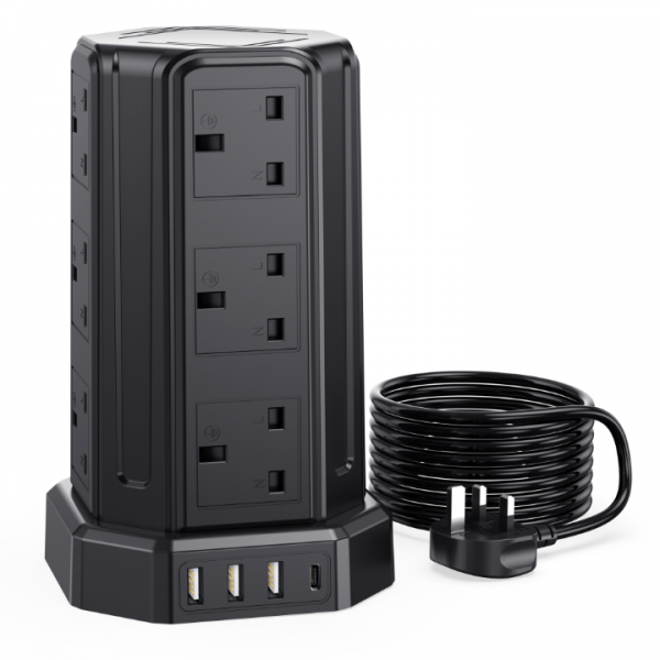 AODENG Tower Extension Lead with USB Slots 5M, 12 ...