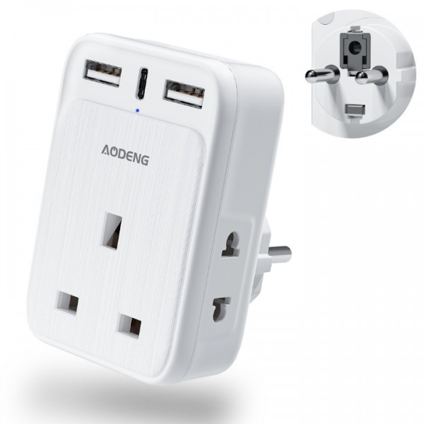 AODENG European to UK Plug Adaptor, UK to EU Trave...